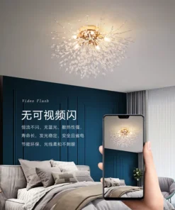 Dandelion Cristal Lustre, Nordic Modern Teto Luz, Fireball Luz Decorativa, Sala De Estar, Sala De Jantar, Quarto 6