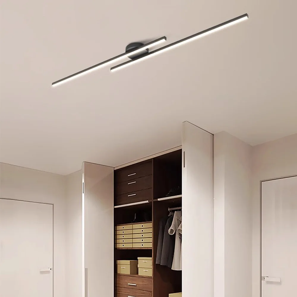 Longo alumínio led luz de teto moderno design criativo lâmpada do teto luminária interior corredor varanda escritório lustre 2
