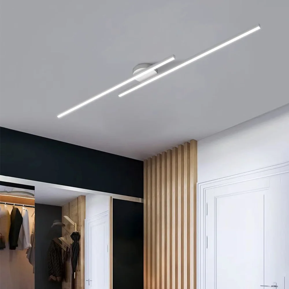 Longo alumínio led luz de teto moderno design criativo lâmpada do teto luminária interior corredor varanda escritório lustre 4