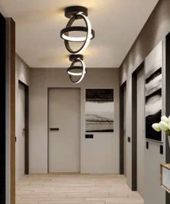 Moderna luz de teto led 2 anéis design criativo lâmpada do teto luminárias interiores corredor varanda luz do escritório 5