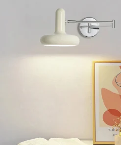 Nordic moderno retrátil rotativo balançando lâmpada de parede quarto lâmpada cabeceira deslizante leitura e lâmpada trabalho 5