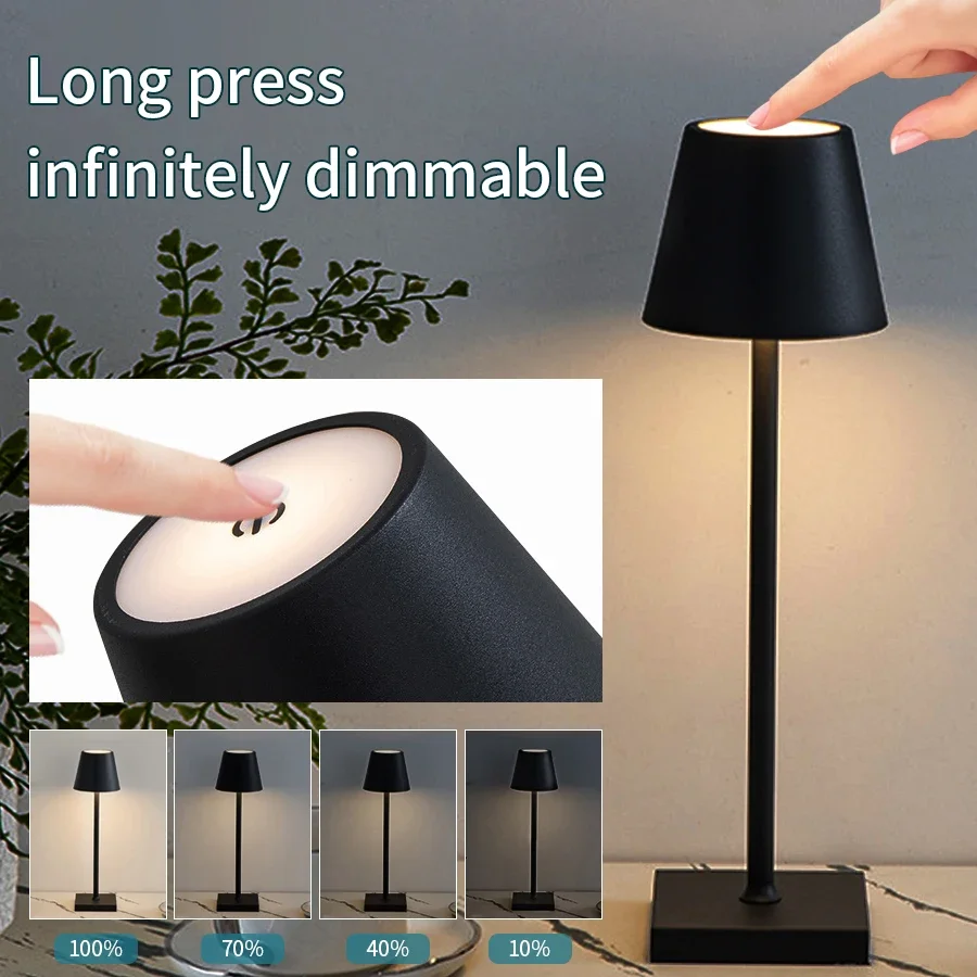 Lâmpada de mesa led usb recarregável lâmpada de mesa toque sem fio 3 cores desktop luz da noite barra restaurante criativo luz ambiente decoração 2