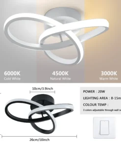 Casa led lustre de três cores lâmpada estilo moderno lâmpada do teto quarto instalação superfície luz 220v sala jantar lâmpada 2
