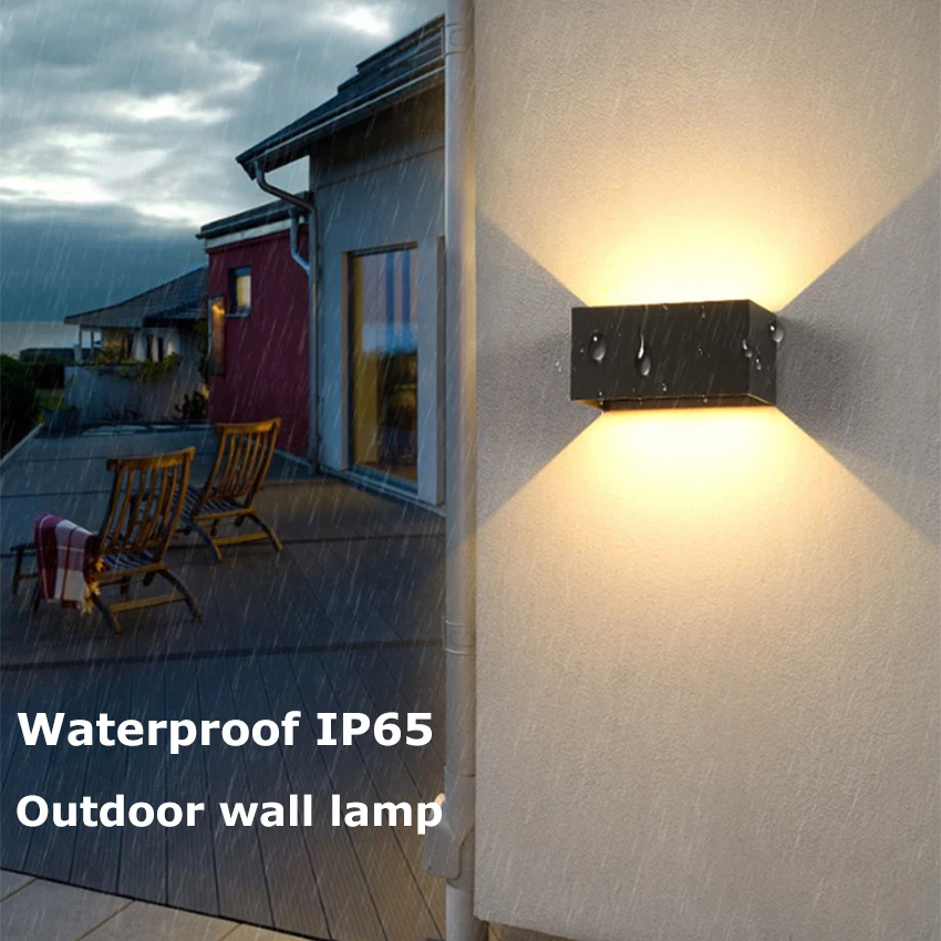 Lâmpada de parede led à prova d'água, 6w/12w, preto/branco/cinza, para decoração interna e externa, iluminação de parede de alumínio, ac 110v 220v 3