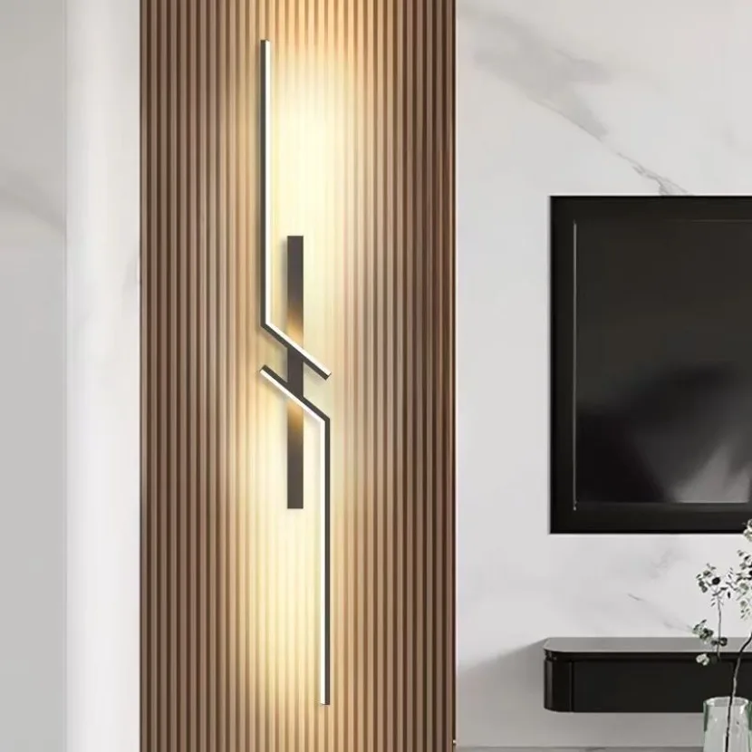 Tira longa conduziu a lâmpada de parede moderna controle remoto escurecimento sala estar decoração lâmpada parede fundo quarto cabeceira casa iluminação led 2