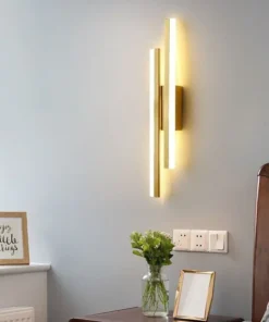 Lâmpada de parede LED Copper Line, arandelas do quarto, abajur acrílico, iluminação interior, sala de estar, corredor, luminária 6