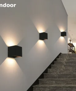 Lâmpada de parede led à prova d'água, 6w/12w, preto/branco/cinza, para decoração interna e externa, iluminação de parede de alumínio, ac 110v 220v 2