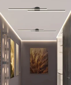 Longo alumínio led luz de teto moderno design criativo lâmpada do teto luminária interior corredor varanda escritório lustre 3