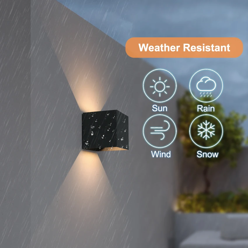 Lâmpada de parede led à prova d'água, 6w/12w, preto/branco/cinza, para decoração interna e externa, iluminação de parede de alumínio, ac 110v 220v 4