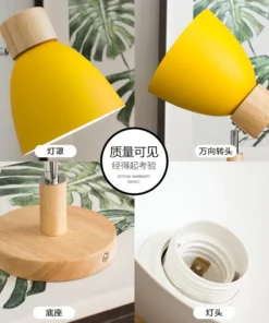 Nordic de madeira lâmpada parede com interruptor moderna arandela para o quarto sala estar iluminação casa macaroon 6 cores cabeça direção e27 5