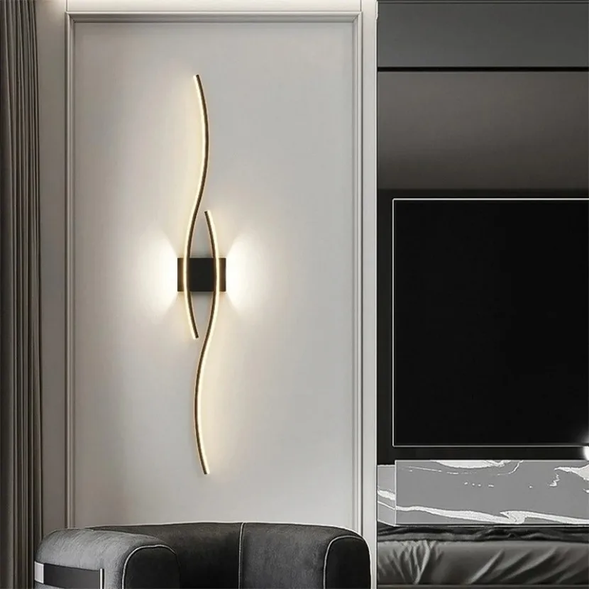 Tira longa conduziu a lâmpada de parede moderna controle remoto escurecimento sala estar decoração lâmpada parede fundo quarto cabeceira casa iluminação led 4