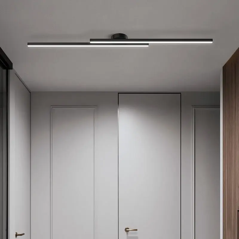 Longo alumínio led luz de teto moderno design criativo lâmpada do teto luminária interior corredor varanda escritório lustre 6