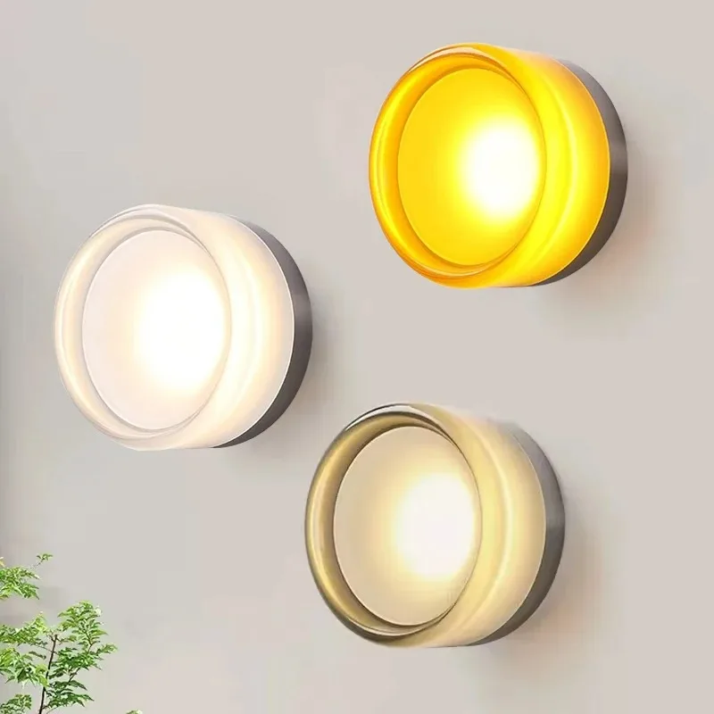 Luminária de Parede LED Redonda em Acrílico, Lâmpada Criativa Montada na Parede para Decoração de Sala de Estar e Varanda 2