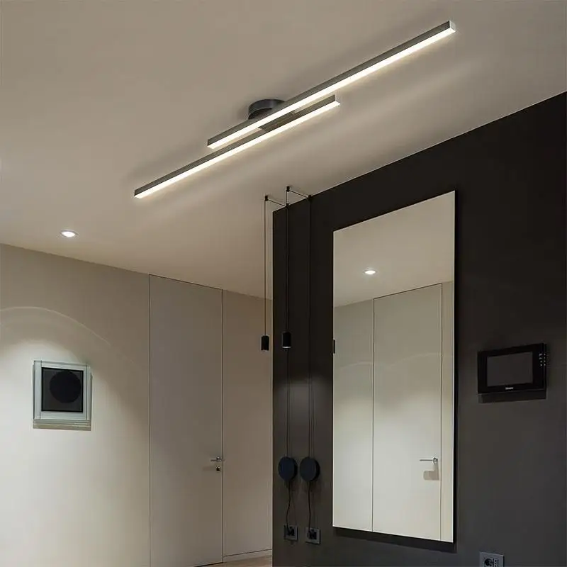 Longo alumínio led luz de teto moderno design criativo lâmpada do teto luminária interior corredor varanda escritório lustre 5