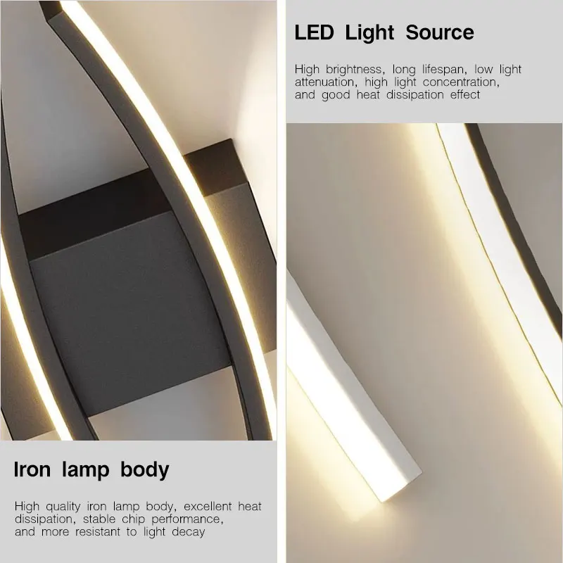 Luminárias de Parede LED para Decoração de Interiores, para Banheiro e Quarto, Estilo Nórdico, AC85-265V, Iluminação de Parede para Hall de Entrada e Corredor 6