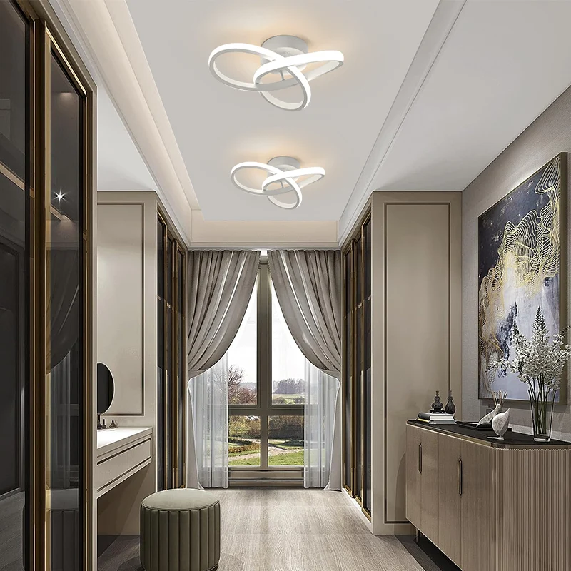 Casa led lustre de três cores lâmpada estilo moderno lâmpada do teto quarto instalação superfície luz 220v sala jantar lâmpada 6