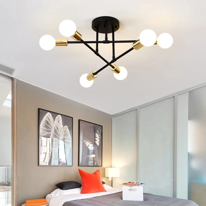 Nordic minimalista pingente de luz lâmpada do teto led lustre adequado para quartos salas estar preto ouro iluminação decoração 5