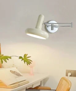 Nordic moderno retrátil rotativo balançando lâmpada de parede quarto lâmpada cabeceira deslizante leitura e lâmpada trabalho 2