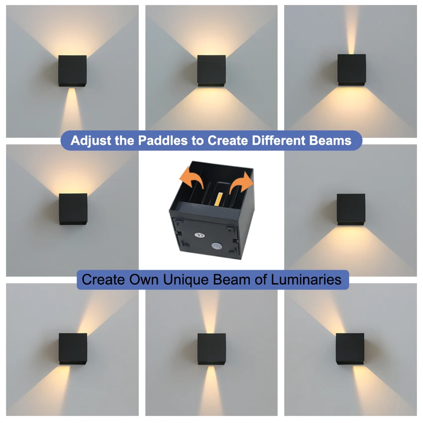 Lâmpada de parede led à prova d'água, 6w/12w, preto/branco/cinza, para decoração interna e externa, iluminação de parede de alumínio, ac 110v 220v 5