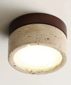 Alternative view of Plafon LED Wabi-Sabi em Travertino Natural – Luminária de Teto para Sala, Quarto e Corredor