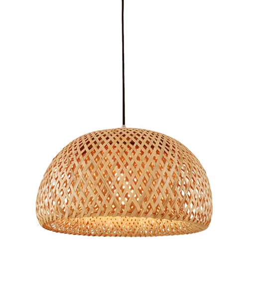 Luminária Pendente de Bambu Artesanal – Lustre Natural Estilo Boho para Sala de Jantar e Quarto | Metal Center Brasil