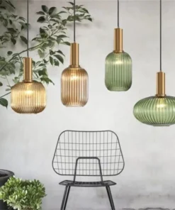 Luminária pendente de vidro colorida para restaurante retrô, lâmpada criativa para sala de estar, lâmpada simples para cabeceira, iluminação suspensa LED E27 2