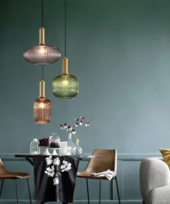 Luminária pendente de vidro colorida para restaurante retrô, lâmpada criativa para sala de estar, lâmpada simples para cabeceira, iluminação suspensa LED E27 5