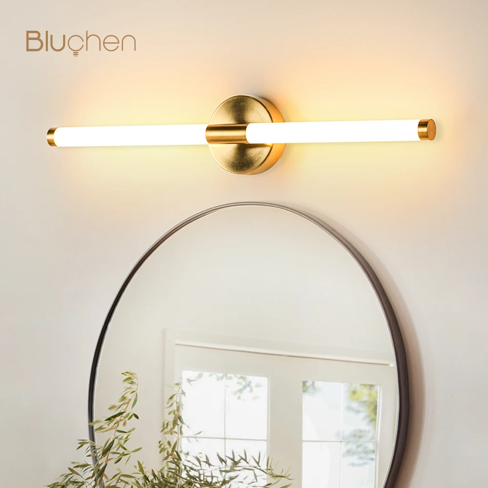 Projetado lâmpada de parede led 400 550mm arandelas de luz de parede abajur duplo para cima para baixo luminária de parede do banheiro imagem dourada luz 3