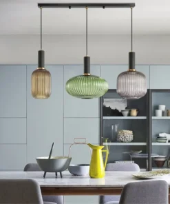 Luminária pendente de vidro colorida para restaurante retrô, lâmpada criativa para sala de estar, lâmpada simples para cabeceira, iluminação suspensa LED E27 6
