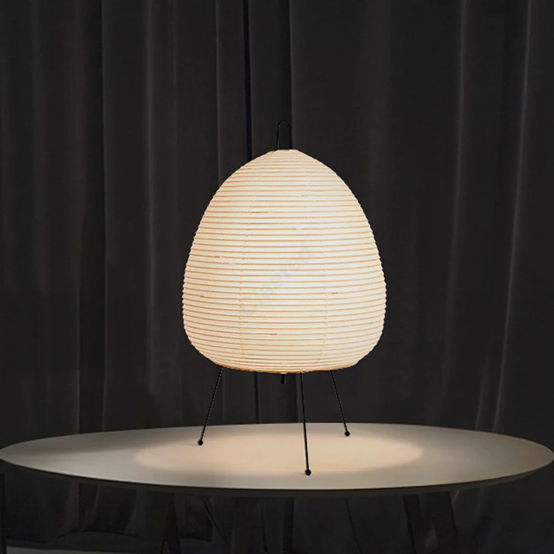 Luminária de Mesa de Papel com Design Japonês, Luminária de Papel de Arroz em Tripé, Luminária de Estilo Japonês, Luminária de Mesa LED para Quarto 4