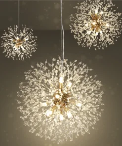 Céu moderno estrela bola de fogo pingente de cristal iluminação led dandelion restaurante, sala estar pingente, bar arte dinamarquês luminária 2