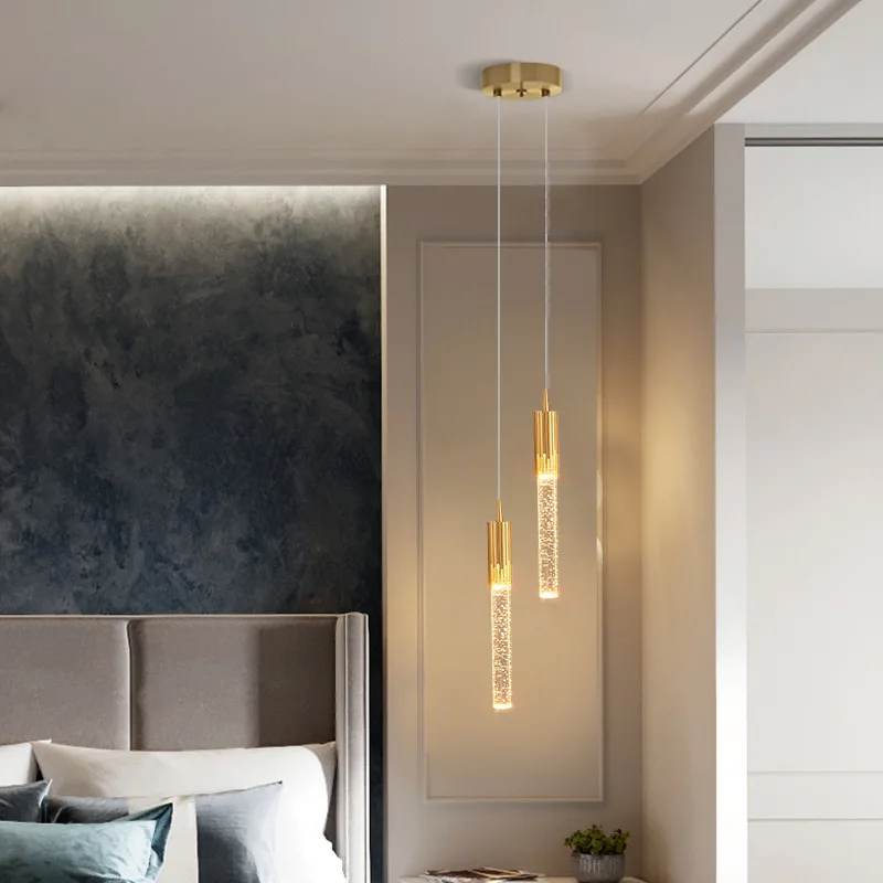 Iluminação criativa moderna de cristal led luminária cabeceira jantar sala estar restaurante lustre ouro preto pendurado lâmpada 5