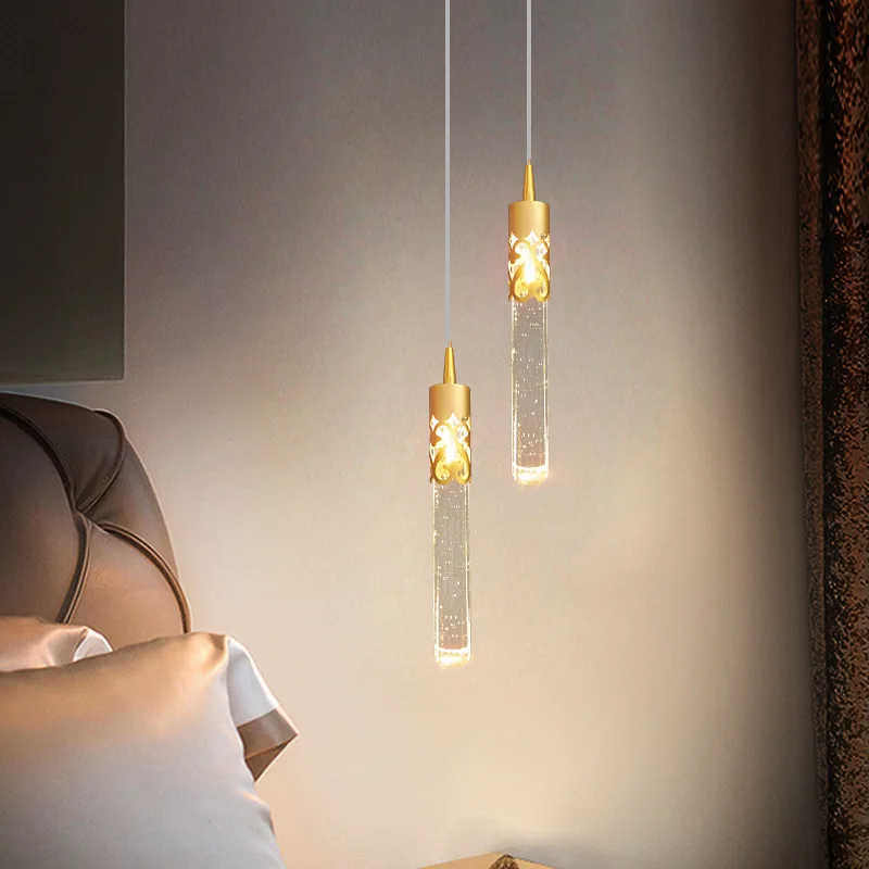Iluminação criativa moderna de cristal led luminária cabeceira jantar sala estar restaurante lustre ouro preto pendurado lâmpada 4