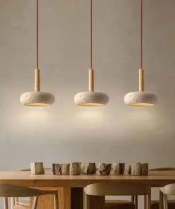 2024 nova venda quente lâmpadas pingente wabi sabi circular pedra amarela comercial decoração para casa restaurante sala led droplight 4