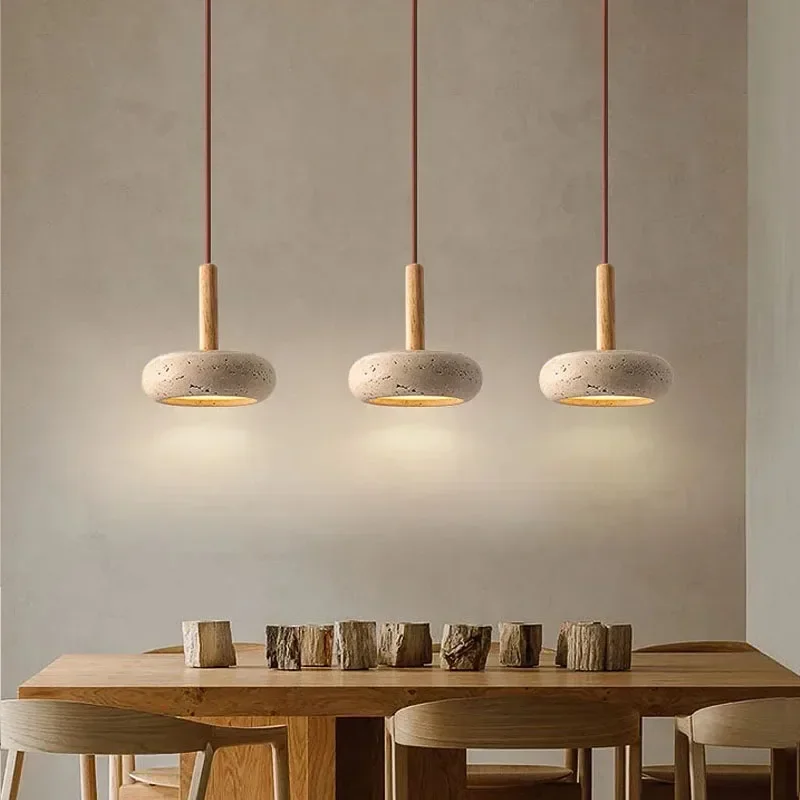 2024 nova venda quente lâmpadas pingente wabi sabi circular pedra amarela comercial decoração para casa restaurante sala led droplight 4