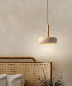 2024 nova venda quente lâmpadas pingente wabi sabi circular pedra amarela comercial decoração para casa restaurante sala led droplight 3