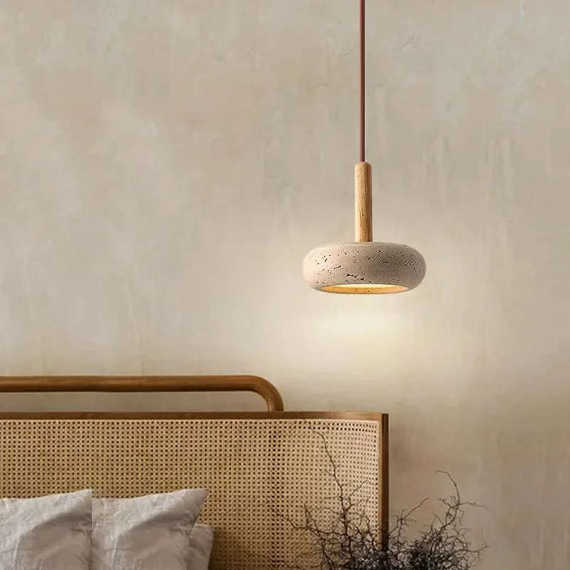 2024 nova venda quente lâmpadas pingente wabi sabi circular pedra amarela comercial decoração para casa restaurante sala led droplight 3