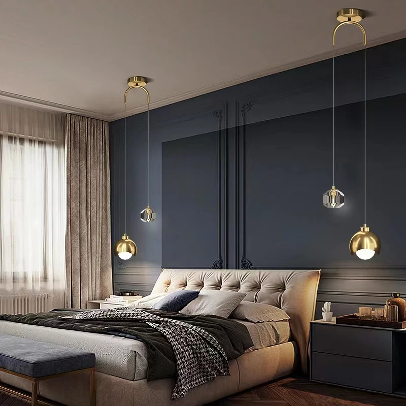 Moderno simples pingente de cristal luz luxo quarto cabeceira pendurado lâmpada nordic minimalista longa linha sala estar decoração casa 3