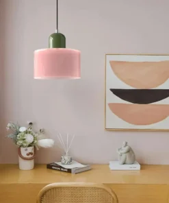 Lustre Vintage de Vidro Manchado Pequeno para Quarto e Sala de Jantar, Luminária Decorativa E27 nas Cores Rosa, Laranja, Verde e Branco 4