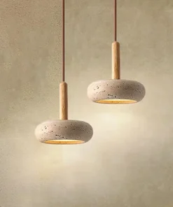 2024 nova venda quente lâmpadas pingente wabi sabi circular pedra amarela comercial decoração para casa restaurante sala led droplight 2