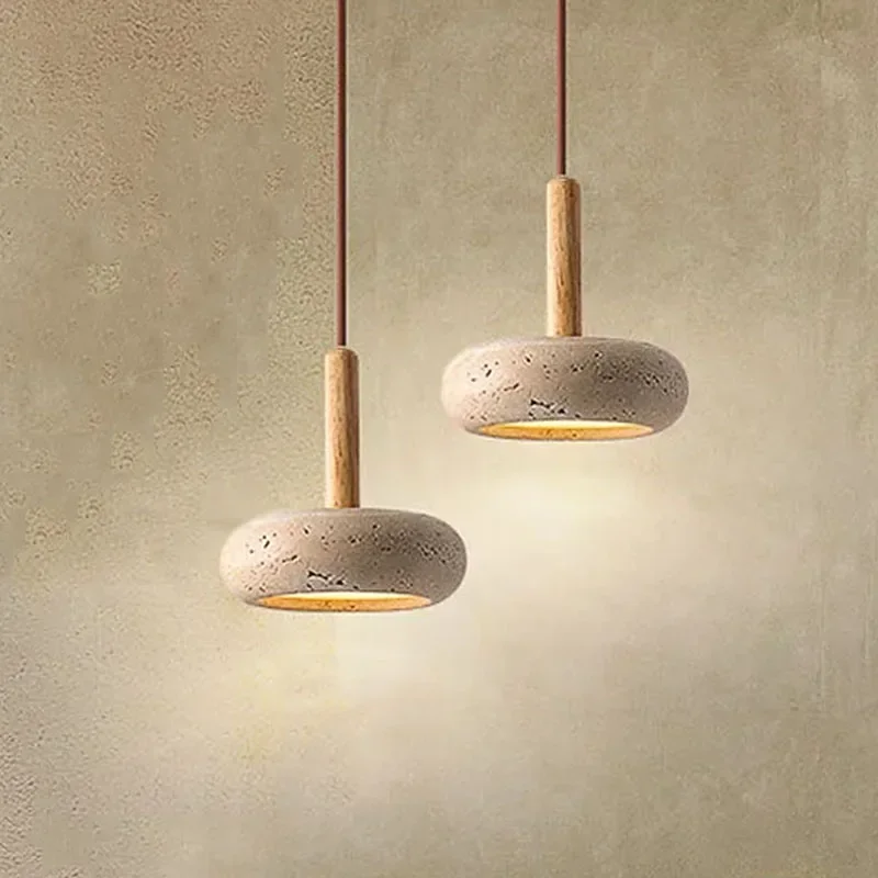 2024 nova venda quente lâmpadas pingente wabi sabi circular pedra amarela comercial decoração para casa restaurante sala led droplight 2