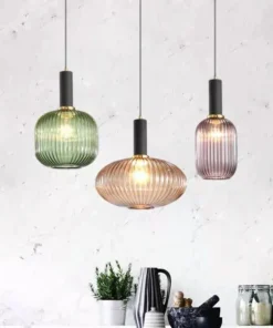 Luminária pendente de vidro colorida para restaurante retrô, lâmpada criativa para sala de estar, lâmpada simples para cabeceira, iluminação suspensa LED E27 4
