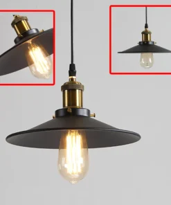 E27 vintage retro edison loft lâmpada pingente interior, retro industrial lâmpada do teto lacado ferro guarda-chuva abajur arte do país 6