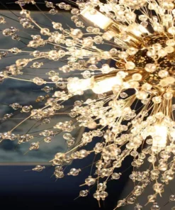Céu moderno estrela bola de fogo pingente de cristal iluminação led dandelion restaurante, sala estar pingente, bar arte dinamarquês luminária 3