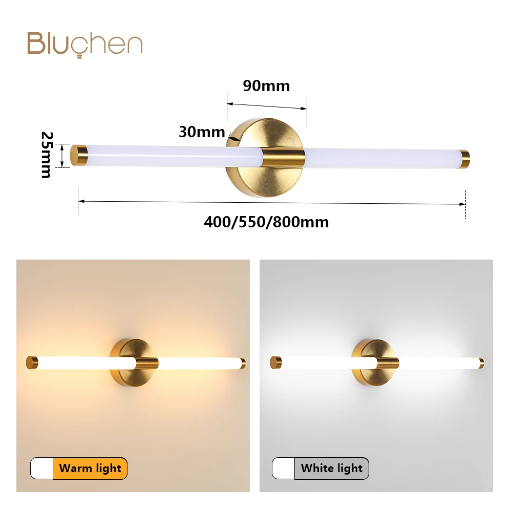 Projetado lâmpada de parede led 400 550mm arandelas de luz de parede abajur duplo para cima para baixo luminária de parede do banheiro imagem dourada luz 4