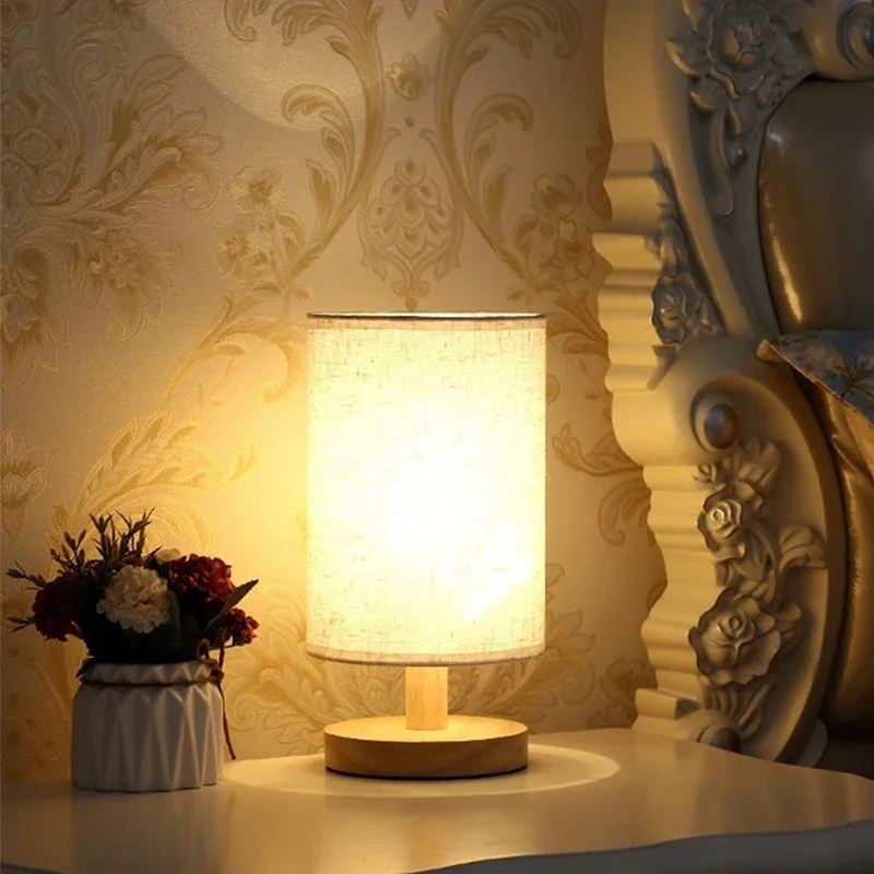 Lâmpadas de mesa led simples estilo chinês decoração lâmpada regulável usb plug luz da noite tecido abajur quarto iluminação cabeceira 2