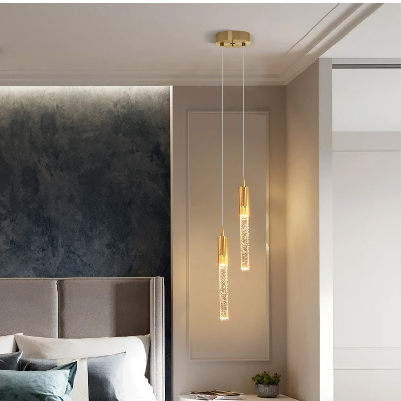 Iluminação criativa moderna de cristal led luminária cabeceira jantar sala estar restaurante lustre ouro preto pendurado lâmpada 2