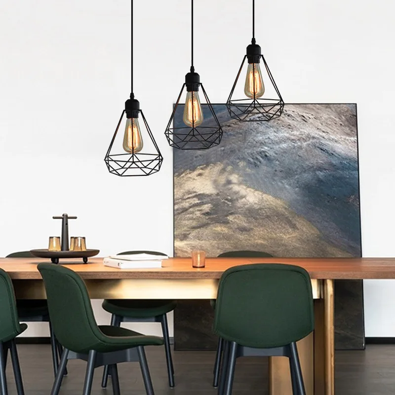 Luminária pendente vintage com estrutura de ferro, iluminação de teto, pintura, restaurante, casa de chá, lustre interno, metal forjado, moderno, luzes pendentes 4