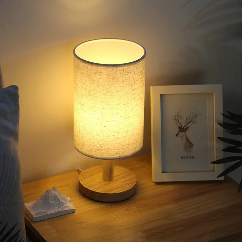 Lâmpadas de mesa led simples estilo chinês decoração lâmpada regulável usb plug luz da noite tecido abajur quarto iluminação cabeceira 3