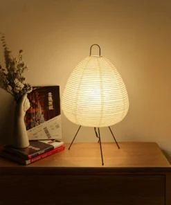 Luminária de Mesa de Papel com Design Japonês, Luminária de Papel de Arroz em Tripé, Luminária de Estilo Japonês, Luminária de Mesa LED para Quarto 2